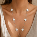 COLLAR ELITE PLATEADO 6 TREBOL - NACAR