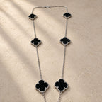 COLLAR ELITE PLATEADO 6 TREBOL - NEGRO