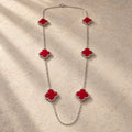COLLAR ELITE PLATEADO 6 TREBOL - ROJO