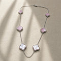 COLLAR ELITE PLATEADO 6 TREBOL - ROSA