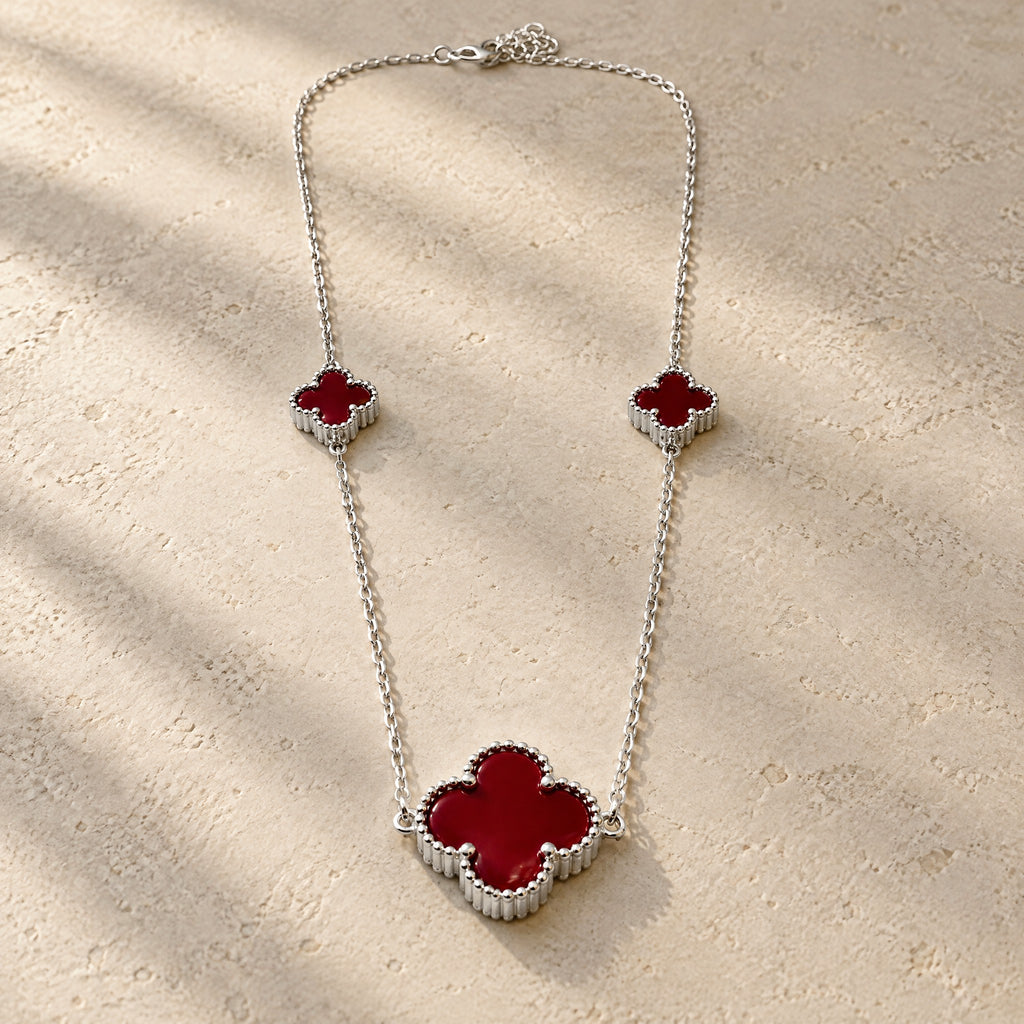COLLAR ELITE PLATEADO CHICO ROJO