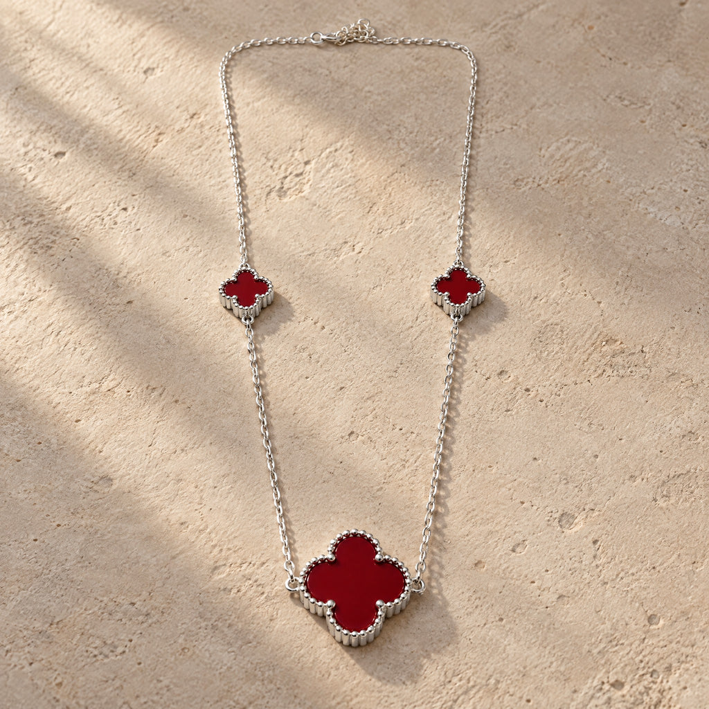 COLLAR ELITE PLATEADO CHICO ROJO