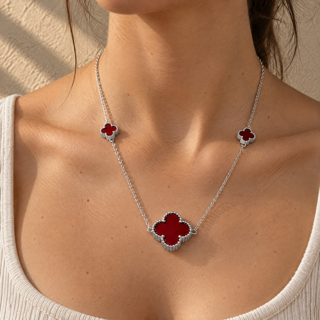 COLLAR ELITE PLATEADO CHICO ROJO