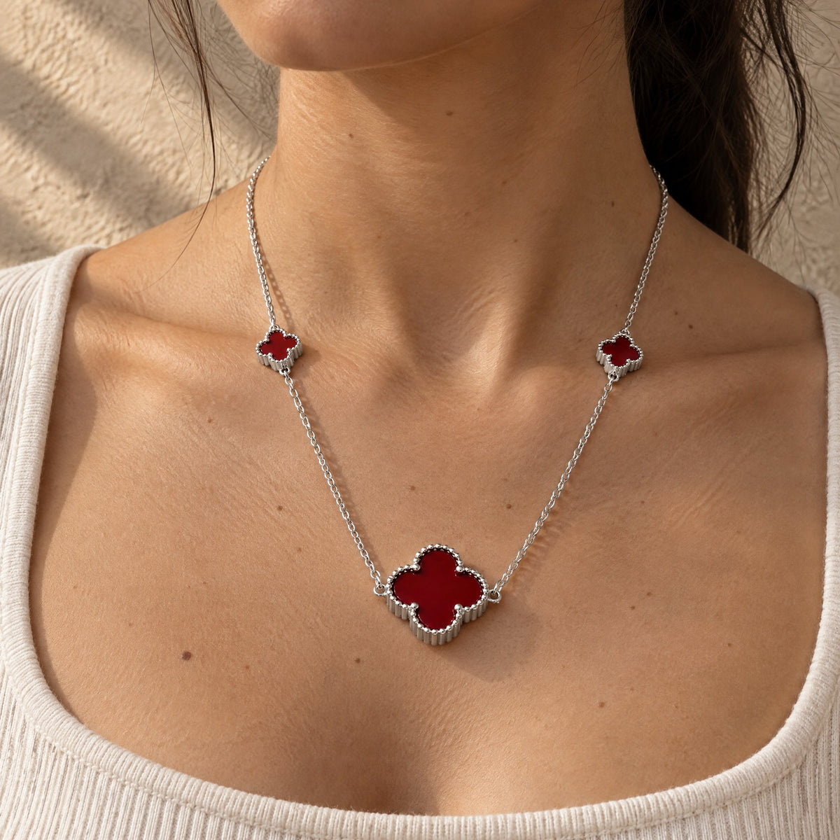 COLLAR ELITE PLATEADO CHICO ROJO