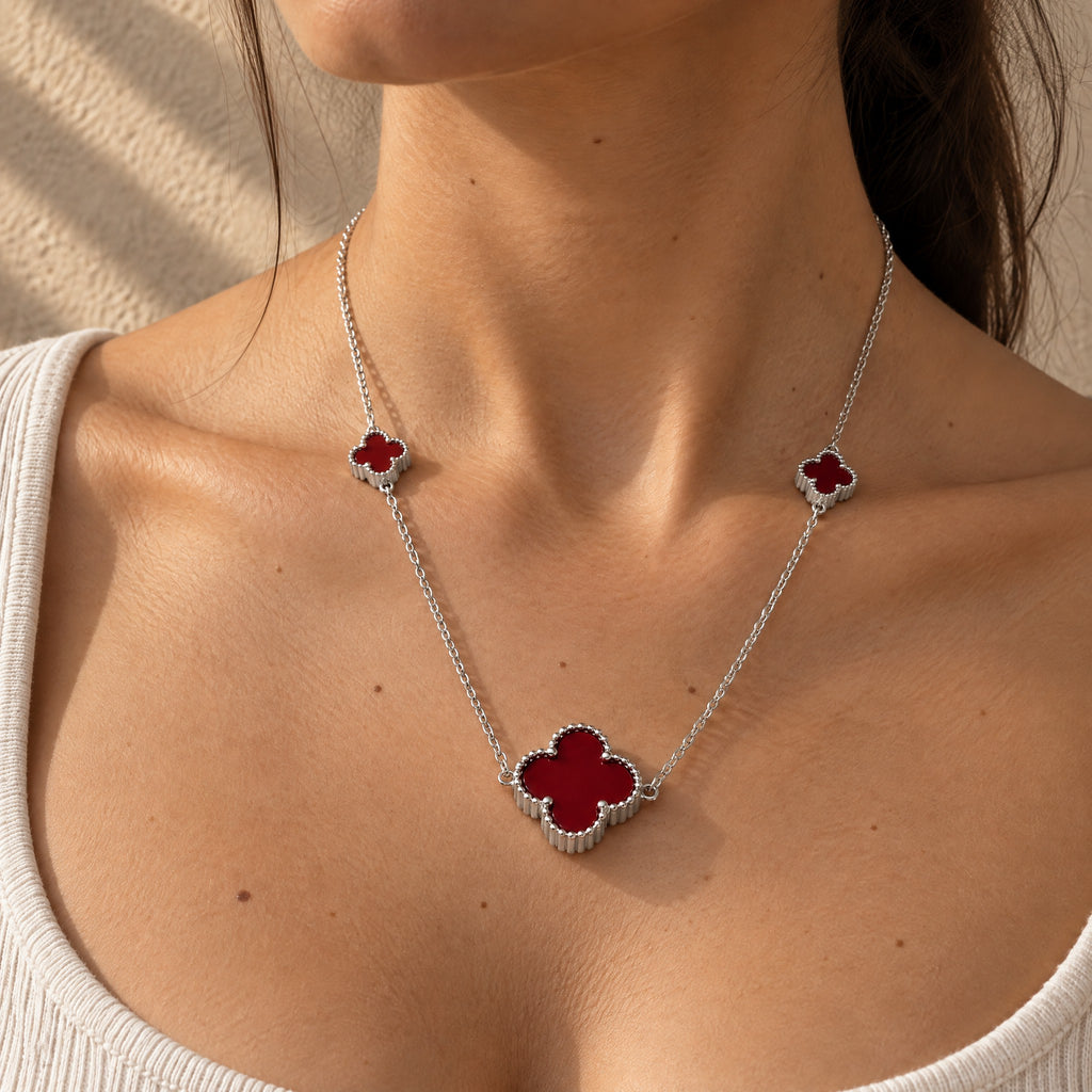 COLLAR ELITE PLATEADO CHICO ROJO