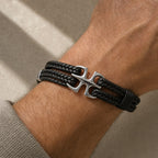 Pulsera Cuero Doble - Ancla