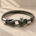 Pulsera Cuero y Mosqueton Beige