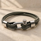 Pulsera Cuero y Mosqueton Beige