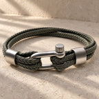 Pulsera Cuero y Mosqueton Beige
