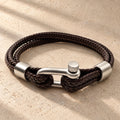 Pulsera Cuero y Mosqueton Marron
