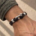 Pulsera Cuero y Mosqueton Marron