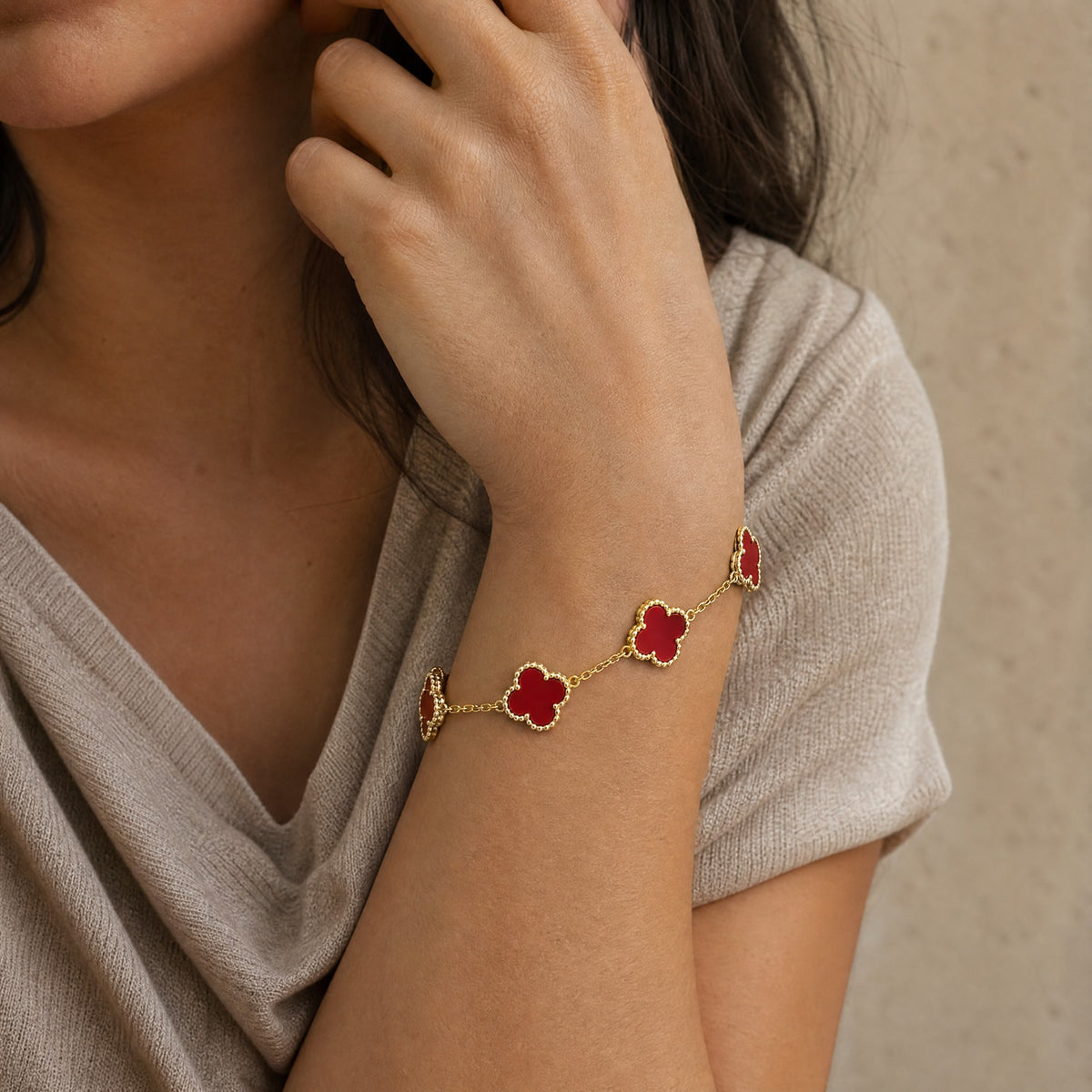 PULSERA ELITE DORADA - ROJO