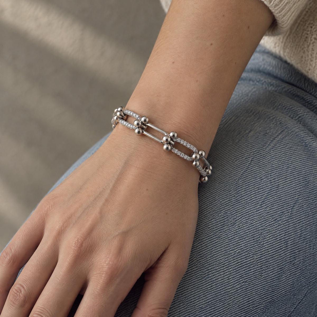 Pulsera modelo Tiffany - plateada Grande