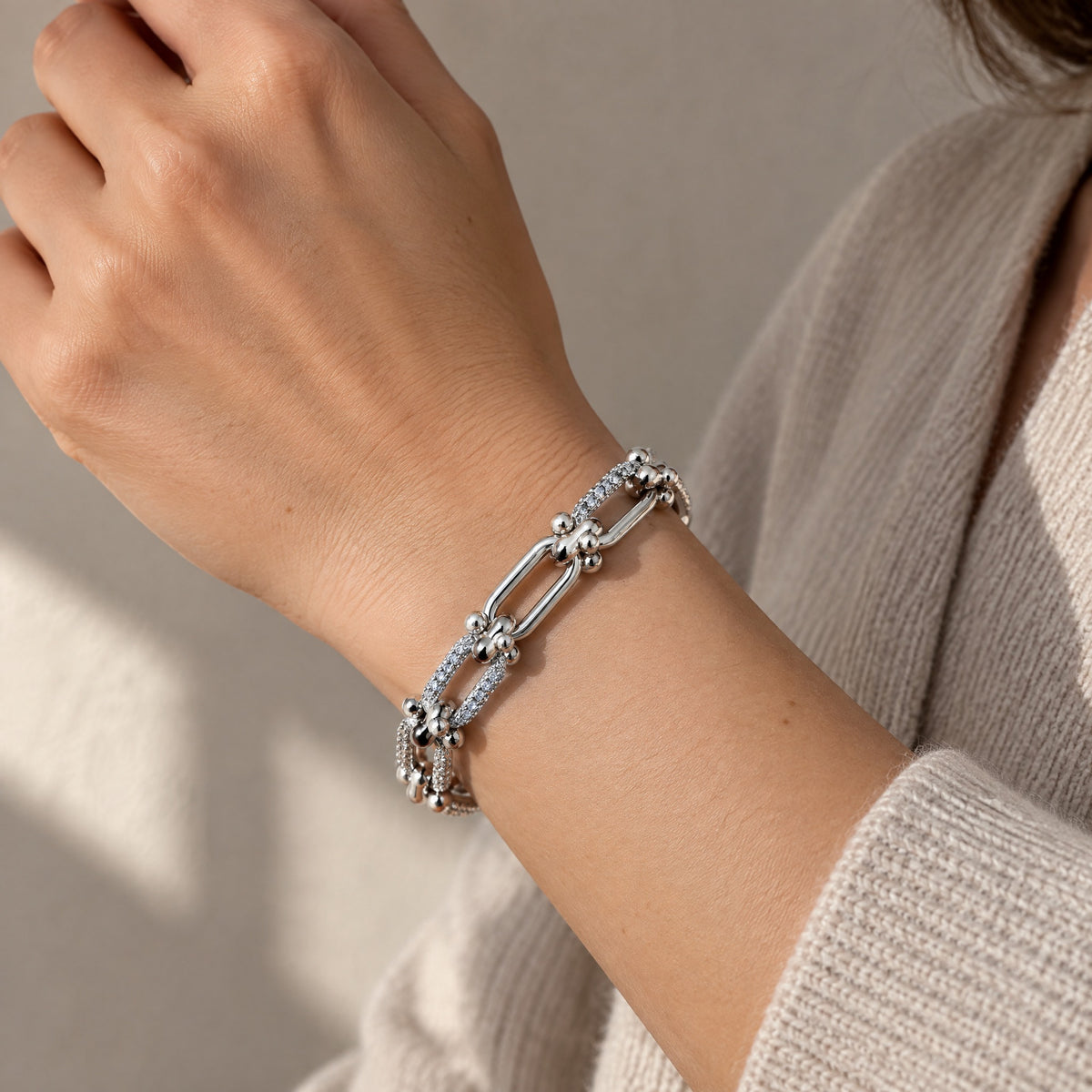 Pulsera modelo Tiffany - plateada Grande