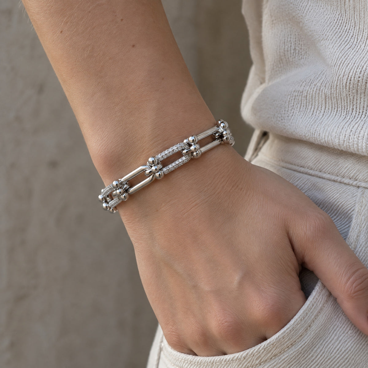 Pulsera modelo Tiffany - plateada Grande